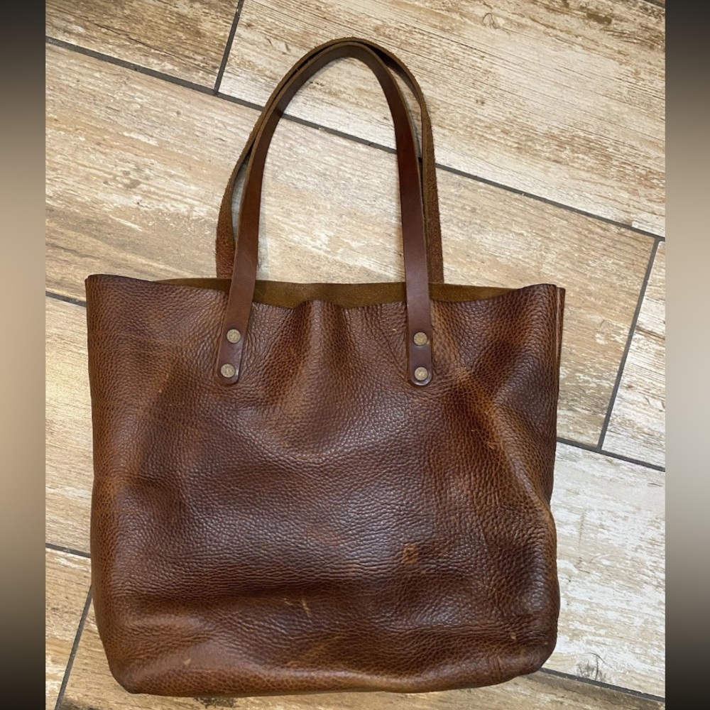 KMM & Co Brown pebble leather tote purse